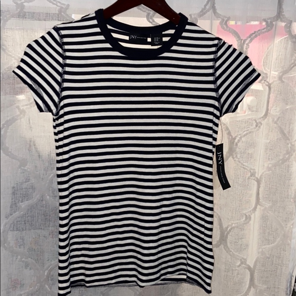 BRAND NEW black and white striped tee.